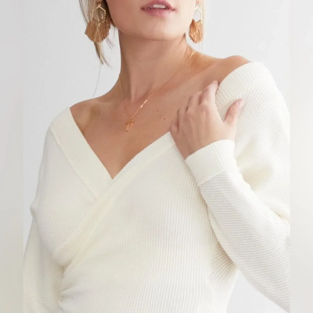 FREE PEOPLE Lovin' This Feeling Thermal Bodysuit extra large cream ivory Euc